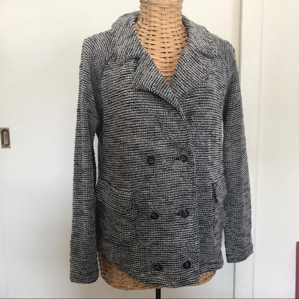 Lucky Brand black and white woven coat M